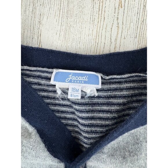 Lot of 2 Jacadi Sweaters Cardigan Blue Stripe Baby Boys Sz 18 M - Picture 5 of 11